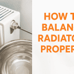 Person adjusting a radiator lockshield valve with a screwdriver while holding a bowl, showing the process of balancing radiators in a UK home.